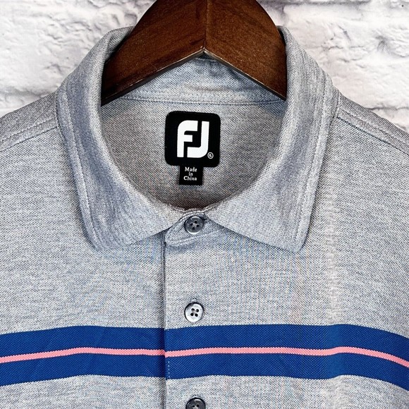 FootJoy FJ Golf Gray Purple Striped Polo Short Sleeve Shirt Logo Size X Large XL - Picture 4 of 9